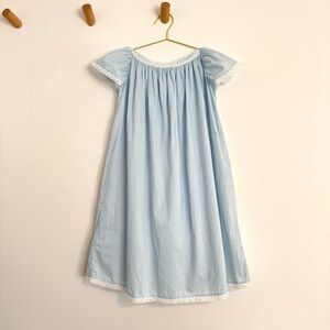 Lullaby Set Girls Light Blue Cotton Pajama Nightgown with Lace Trim Midi Dress 6